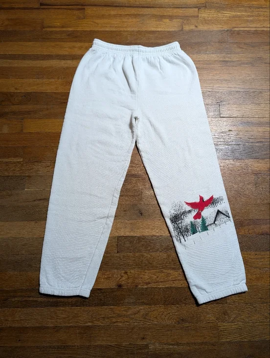 Vintage 90's Sweatsuit Set Sweatshirt & Joggers Size Large Cardinal Graphic - Picture 10 of 15